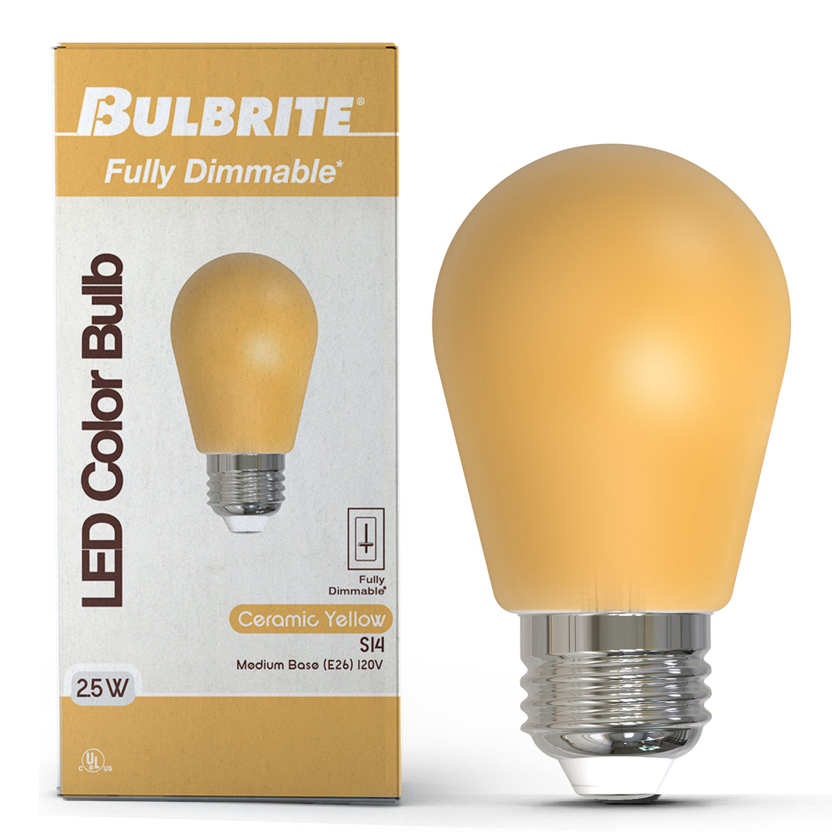 Bulbrite 862320 25-Watt Equivalent Ceramic Yellow Color S14 Weatherproof Outdoor E26 Medium Base 
LED Light Bulb