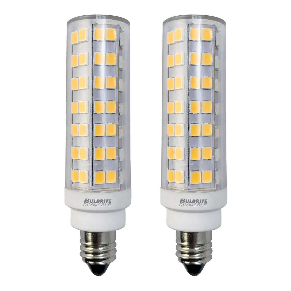Bulbrite 862640 Bulbrite Pack of (2) 6.5 Watt 120V Dimmable Clear T6 LED Mini Light Bulbs with Mini-Candelabra (E11) Base, 2700K Warm White Light, 700 Lumens