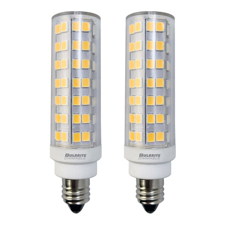 Bulbrite 862640 Bulbrite Pack of (2) 6.5 Watt 120V Dimmable Clear T6 LED Mini Light Bulbs with Mini-Candelabra (E11) Base, 2700K Warm White Light, 700 Lumens