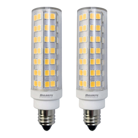 Bulbrite 862641 6.5W LED T6 Light Bulb 3000K Dimmable E11 700 Lumens 120V 2PK