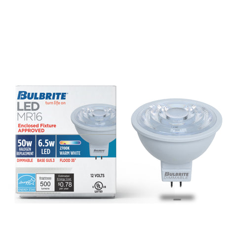 Bulbrite 862942 6W LED MR16 2700K FLOOD DIMMABLE 90CRI 12V-4PK