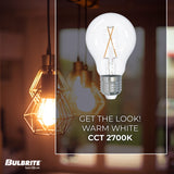Bulbrite 862687 Bulbrite 6-Pack 2.5-Watt A19 Medium(E26)LED Bulb with Vintage Spiral Filaments, Clear,2700K,100 Lumens