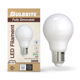 Bulbrite 862688 8.5W LED A19 3000K MILKY FILAMENT FULLY COMPATIBLE DIMMING-2PK