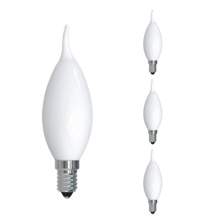 Bulbrite 862691 Bulbrite Pack of (4) 5 Watt Dimmable CA10 LED Light Bulbs with Milky Glass Finish and Candelabra (E12) Base, 2700K Warm White Light, 500 Lumens