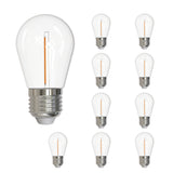 Bulbrite 862742 Bulbrite LED Filament Pack of (10) 1 Watt Dimmable S14 Light Bulbs with Clear Plastic Finish and Medium (E26) Base - 2700K (Warm White Light), 70 Lumens
