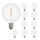 Bulbrite 862743 Bulbrite LED Mini Pack of (10) 1 Watt Dimmable G16 Light Bulbs with Clear Plastic Finish and Candelabra (E12) Base - 2700K (Warm White Light), 70 Lumens