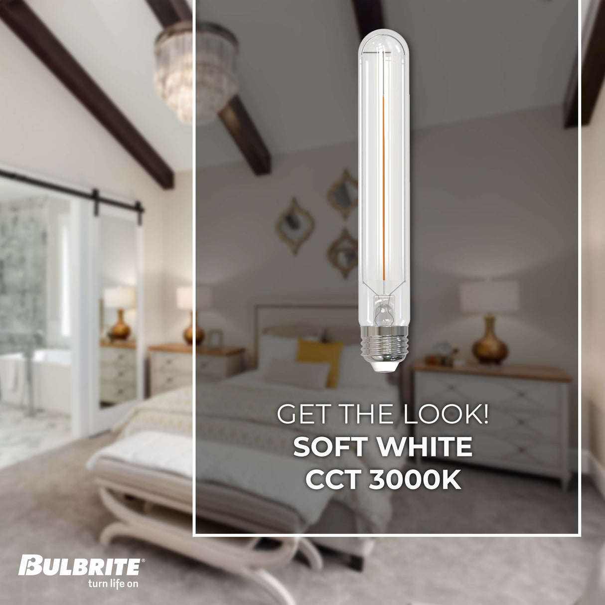 Bulbrite 862928 Bulbrite LED 3 Watt Dimmable T9 7.5‘’ Light Bulb with a Clear Finish and a Medium Screw E26 - 3000K (Soft White Light) 250 lumens