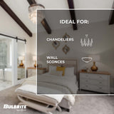 Bulbrite 862933 Bulbrite LED 4.5 Watt Dimmable T8 Light Bulb with a Clear Finish and a Candelabra Screw E12 - 3000K (Soft White Light) 450 lumens