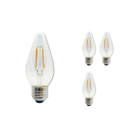 Bulbrite 862789 Bulbrite Fiesta Pack of (4) 4 Watt Dimmable F15 LED Filament Light Bulb with Clear Iridescent Glass Finish and Medium (E26) Base - 2700K (Warm White Light), 320 Lumens