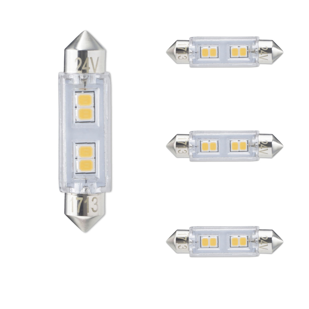 Bulbrite 862792 Bulbrite LED Filament Pack of (4) 0.8 Watt T3 Light Bulbs with Clear Glass Finish and Festoon Base - 3000K (Soft White Light), 55 Lumens, 24 Volts