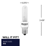 Bulbrite 862793 Bulbrite Pack of (4) 40 Watt Dimmable T3 Krypton/Xenon Light Bulbs with Frost Glass Finish and Candelabra (E12) Base, 560 Lumens