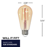 Bulbrite 862795 Bulbrite LED Filament Pack of (4) 5 Watt Dimmable ST18 Light Bulbs with Antique  Glass Finish and Medium (E26) Base - 2200K (Warm Amber Light), 450 Lumens
