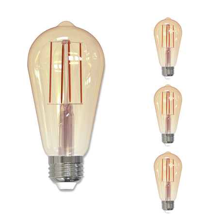 Bulbrite 862795 Bulbrite LED Filament Pack of (4) 5 Watt Dimmable ST18 Light Bulbs with Antique  Glass Finish and Medium (E26) Base - 2200K (Warm Amber Light), 450 Lumens