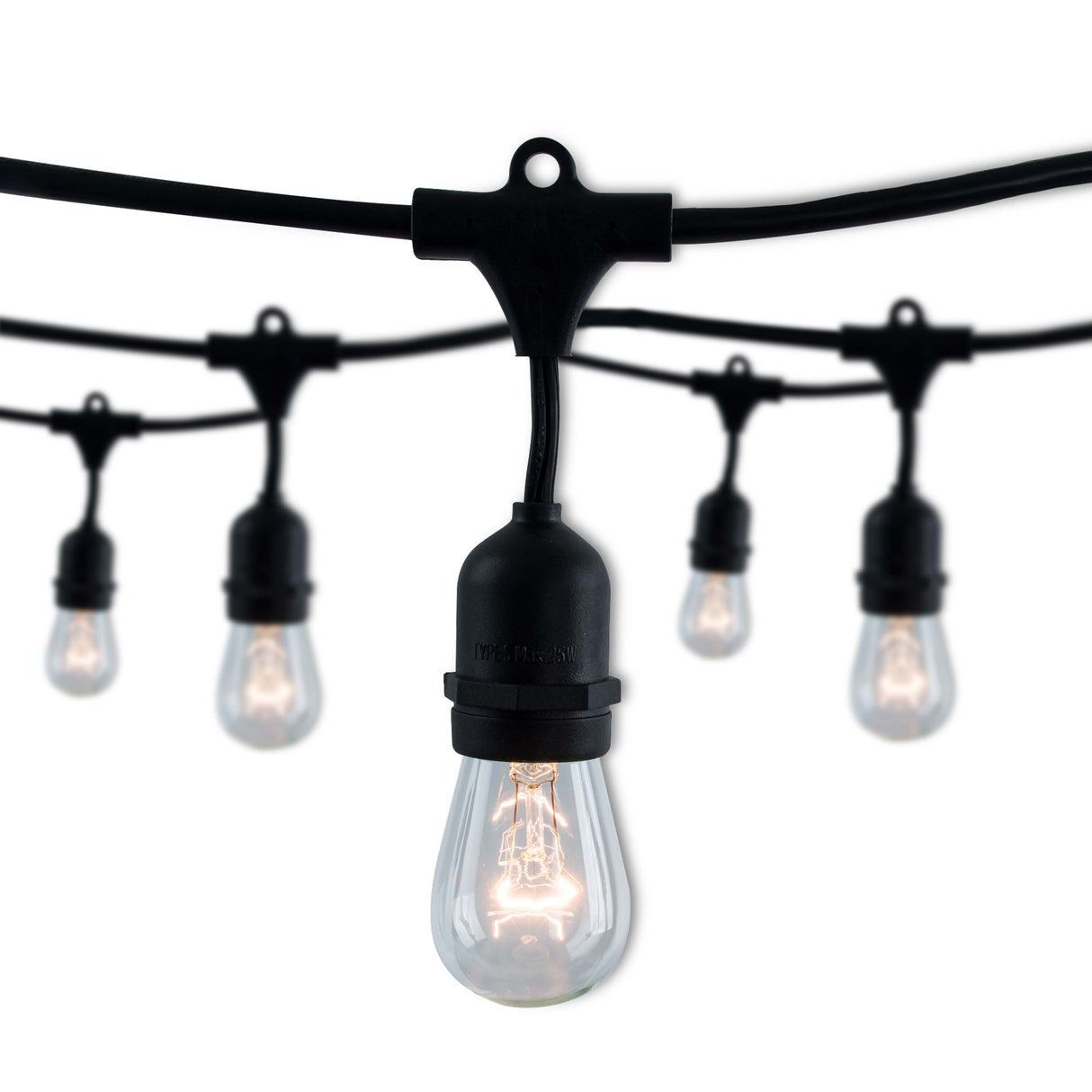 Bulbrite 862816 Bulbrite 14-foot String Light Kit with with Clear Vintage Style S14 Incandescent Light Bulbs, 2-pk