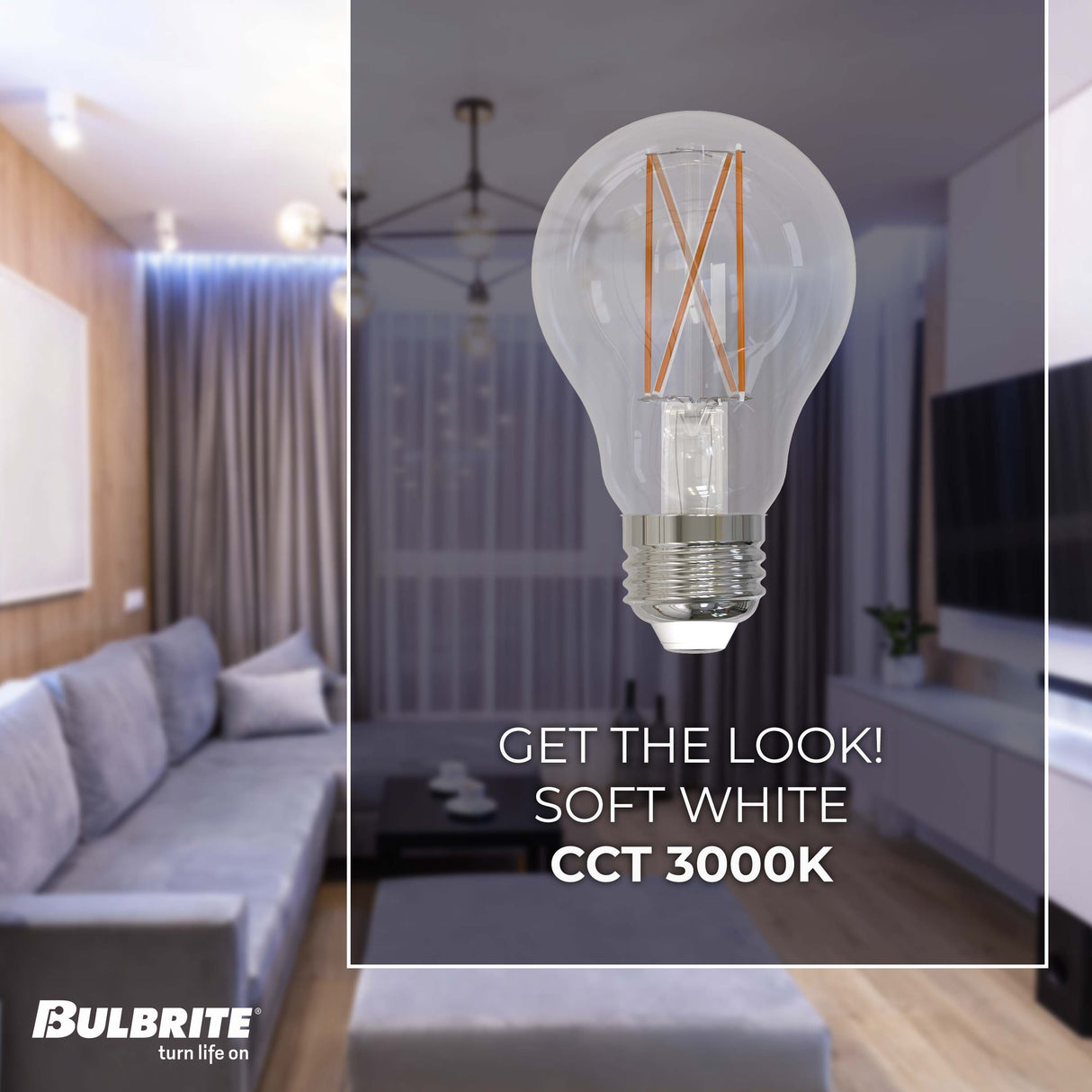 Bulbrite 862937 Bulbrite LED 9 Watt Dimmable A19 Light Bulb with a Clear Finish and a Medium Screw E26 - 3000K (Soft White Light) 1100 lumens