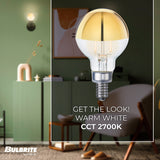 Bulbrite 862839 Bulbrite LED Filament Pack of (4) 2.5 Watt Dimmable G16 Light Bulb with Half Gold Glass Finish and Candelabra (E12) Base - 2700K (Warm White Light), 200 Lumens