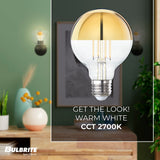Bulbrite 862841 Bulbrite LED Filament Pack of (4) 4.5 Watt Dimmable G25 Light Bulb with Half Gold Glass Finish and Medium (E26) Base - 2700K (Warm White Light), 350 Lumens