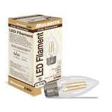 Bulbrite 862842 Bulbrite LED Filament Pack of (4) 5.5 Watt Dimmable B11 Light Bulbs with Clear Glass Finish and Medium (E26) Base - 2700K (Warm White Light), 500 Lumens