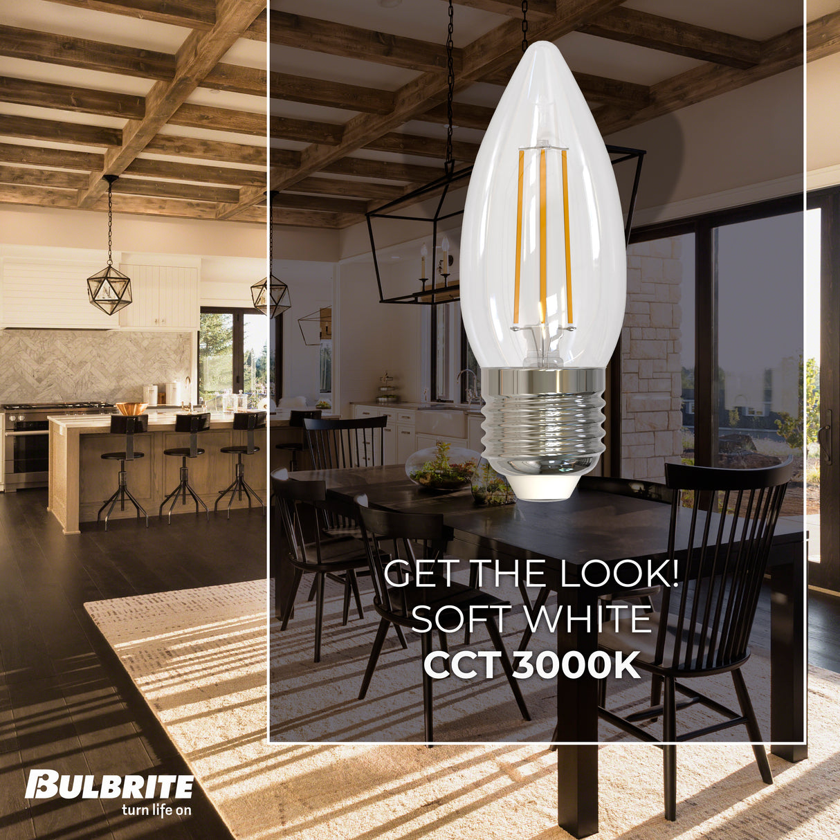 Bulbrite 862934 Bulbrite LED 5.5 Watt Dimmable B11 Light Bulb with a Clear Finish and a Medium Screw E26 - 3000K (Soft White Light) 500 lumens