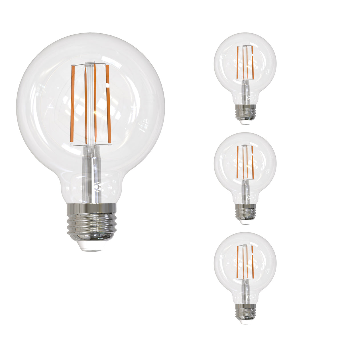 Bulbrite 862850 Bulbrite LED Filament Pack of (4) 13 Watt Dimmable G25 Light Bulbs with a Clear Finish and Medium (E26) Base - 2700K (Warm White Light), 1400 Lumens