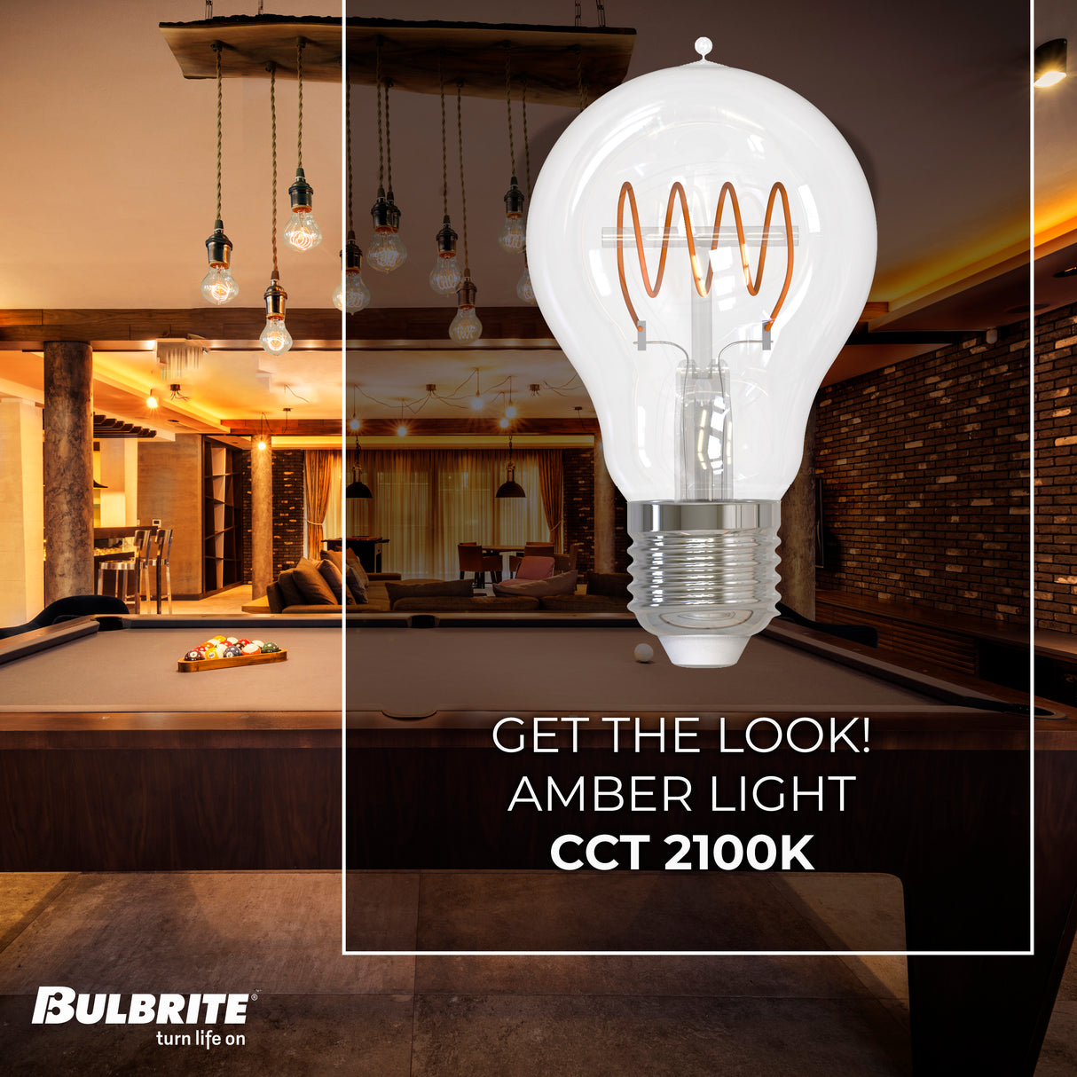 Bulbrite 862866 Bulbrite LED Curved Filament Pack of (4) 4.5 Watt Dimmable A19 Light Bulbs with Clear Finish and Medium (E26) Base - 2100K (Warm Amber Light), 350 Lumens