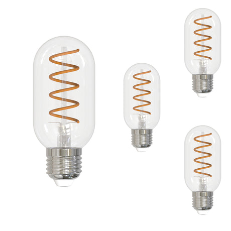 Bulbrite 862879 Bulbrite LED Filament Pack of (4) 4.5 Watt Dimmable T14 Light Bulb with a Clear Finish and Medium Screw (E26) Base - 2100K (Amber Light), 350 Lumens