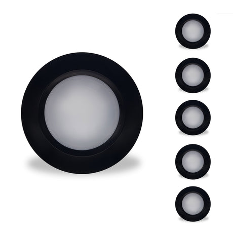 Bulbrite 862901 14W LED 7" ROUND DISC LIGHT 3000K BLACK ALUMINUM WITH PIGTAIL-6PK