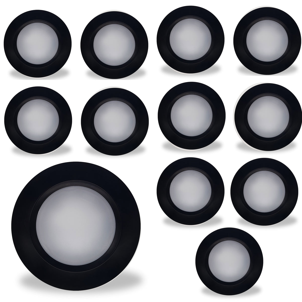 Bulbrite 862902 14W LED 7" ROUND DISC LIGHT 3000K BLACK ALUMINUM WITH PIGTAIL-12PK
