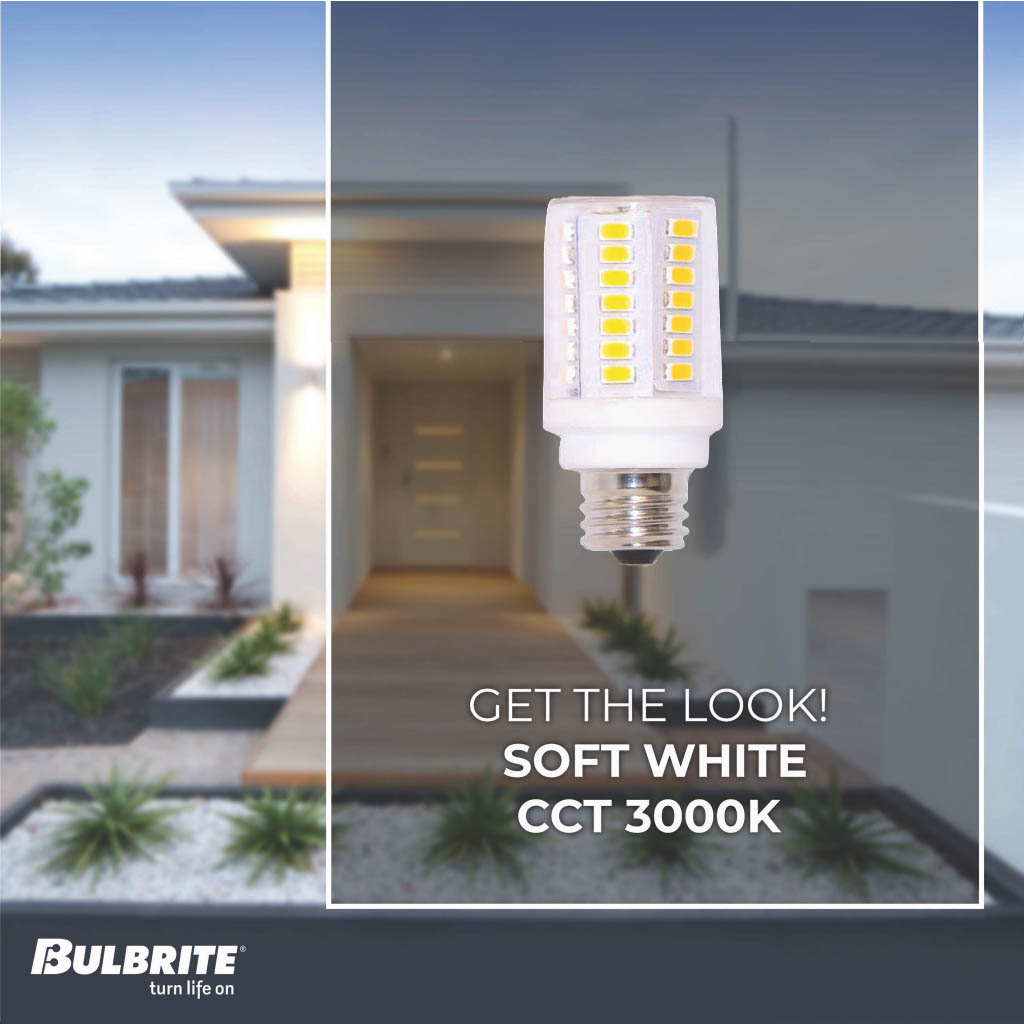 Bulbrite 862917 Bulbrite LED 5 Watt Dimmable T6 Light Bulb with a Forst Finish and a Mini-Candelabra Screw E11 - 3000K (Soft White Light) 550 lumens