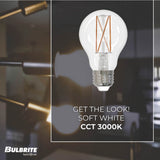 Bulbrite 862920 Bulbrite LED 7.6W Watt Dimmable A19 Light Bulb with a Clear Finish and a Medium Screw E26 - 3000K (Soft White Light) 800 lumens