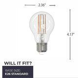 Bulbrite 862921 Bulbrite LED 7.6W Watt Dimmable A19 Light Bulb with a Clear Finish and a Medium Screw E26 - 4000K (Cool White Light) 800 lumens
