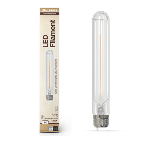 Bulbrite 862928 Bulbrite LED 3 Watt Dimmable T9 7.5‘’ Light Bulb with a Clear Finish and a Medium Screw E26 - 3000K (Soft White Light) 250 lumens