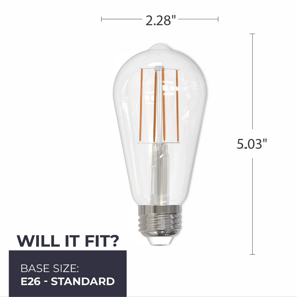 Bulbrite 862940 Bulbrite LED 7 Watt Dimmable ST18 Light Bulb with a Clear Finish and a Medium Screw E26 - 4000K (Cool White Light) 800 lumens