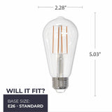 Bulbrite 862940 Bulbrite LED 7 Watt Dimmable ST18 Light Bulb with a Clear Finish and a Medium Screw E26 - 4000K (Cool White Light) 800 lumens