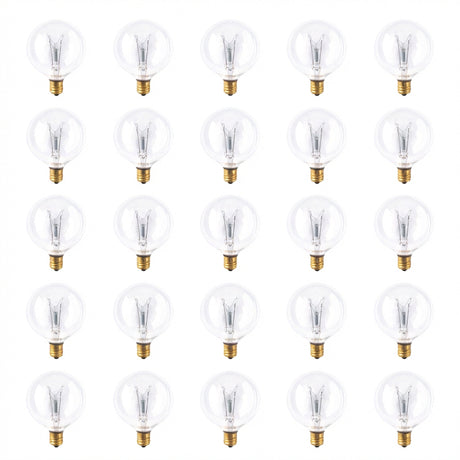 Bulbrite 863013 Bulbrite Incandescent 15 Watt G16.5 Light Bulbs with a Clear Finish and Candelabra Screw (E12) Base, 2700K (Warm White Light)