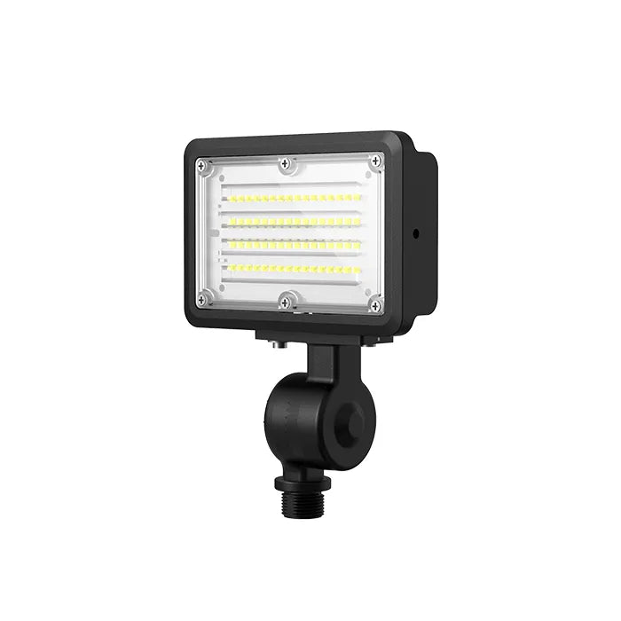 NaturaLED 9734 FXFDL15SW/77/CCT3/BK-KNC 9/12/15W LED Flood Light Black Finish + Photocell + 1/2" Knuckle Mount 30K/40K/50K 120-277V