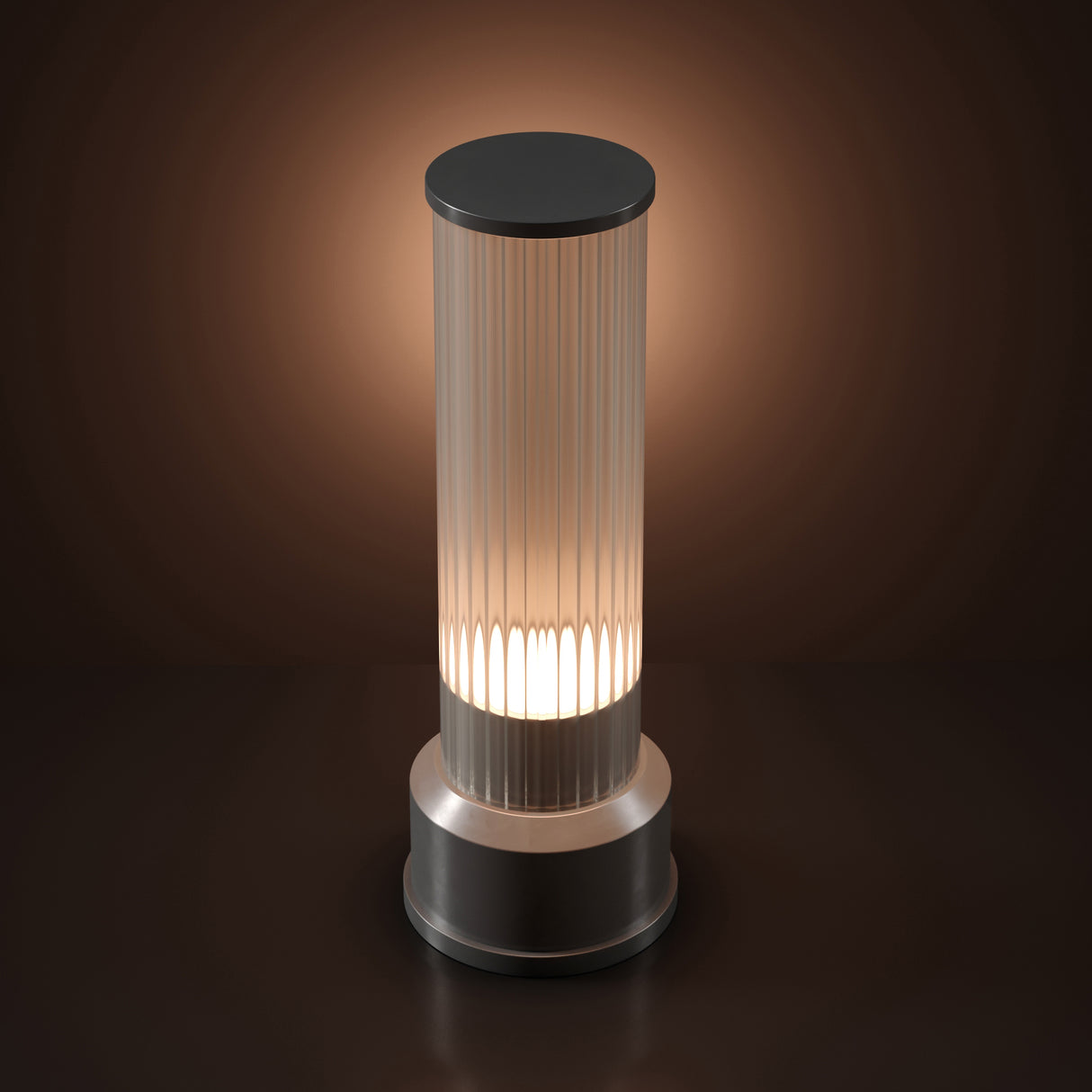 Kibun K70400 CANDLESTICK Rechargeable Cordless LED Table Lamp, 3-Levels Brightness Touch Sensor Control, Brushed Pewter