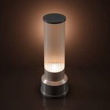 Kibun K70400 CANDLESTICK Rechargeable Cordless LED Table Lamp, 3-Levels Brightness Touch Sensor Control, Brushed Pewter