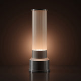 Kibun K70400 CANDLESTICK Rechargeable Cordless LED Table Lamp, 3-Levels Brightness Touch Sensor Control, Brushed Pewter