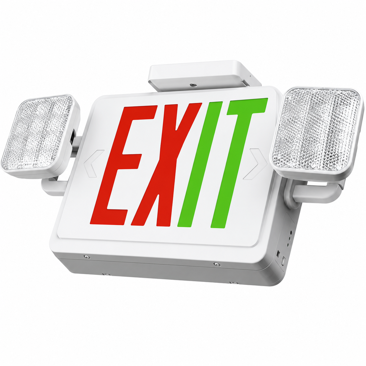 NaturaLED 7528 LEDEX-EMFD-GRN/RED-WH 3.5W LED Dual-Color Exit Sign / Emergency Light Combo 120-277V