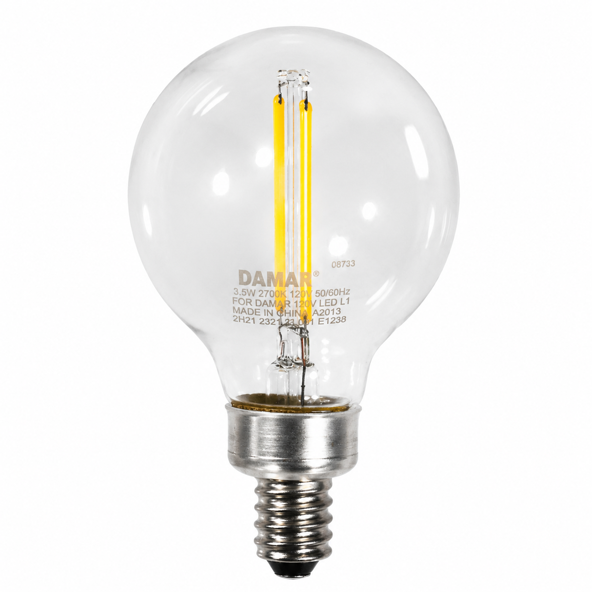 DAMAR 31433H LED2.5G16.5/27K/D 2.5W G16.5 LED Globe Filament 2700K Clear Finish Dimmable 120V