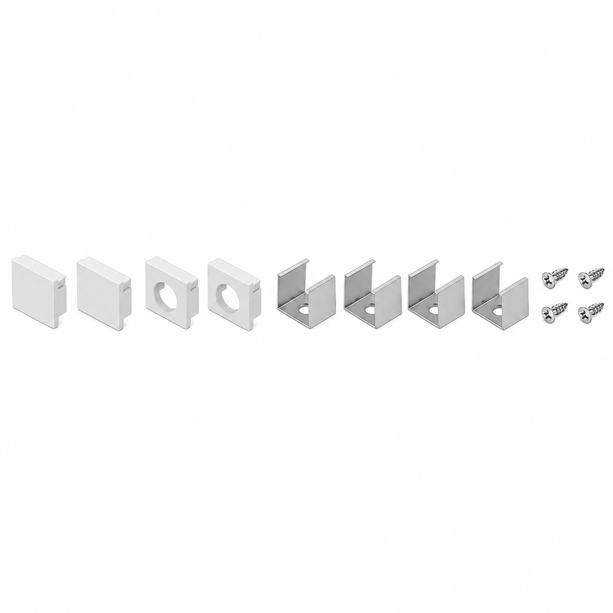 Diode LED DI-CHB-S2-ACCW S2 Channel Accessory Pack White End Caps (2) Open (2) Closed End-Caps (4) Mounting Clips & Screws