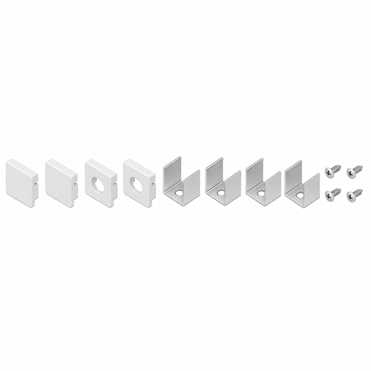 Diode LED DI-CHB-S45-ACCW S45 Channel Accessory Pack White End Caps (2) Open (2) Closed End-Caps (4) Mounting Clips & Screws