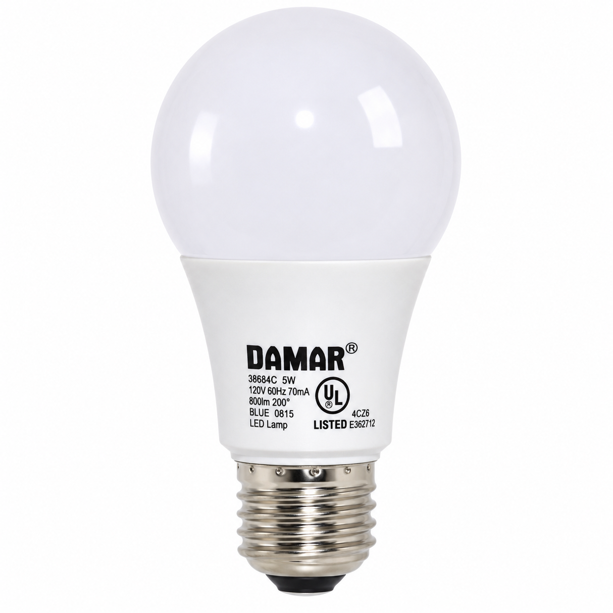DAMAR 38664C LED5A19/BLUE 5W A19 LED Blue Non-Dimmable E26 Base 120V