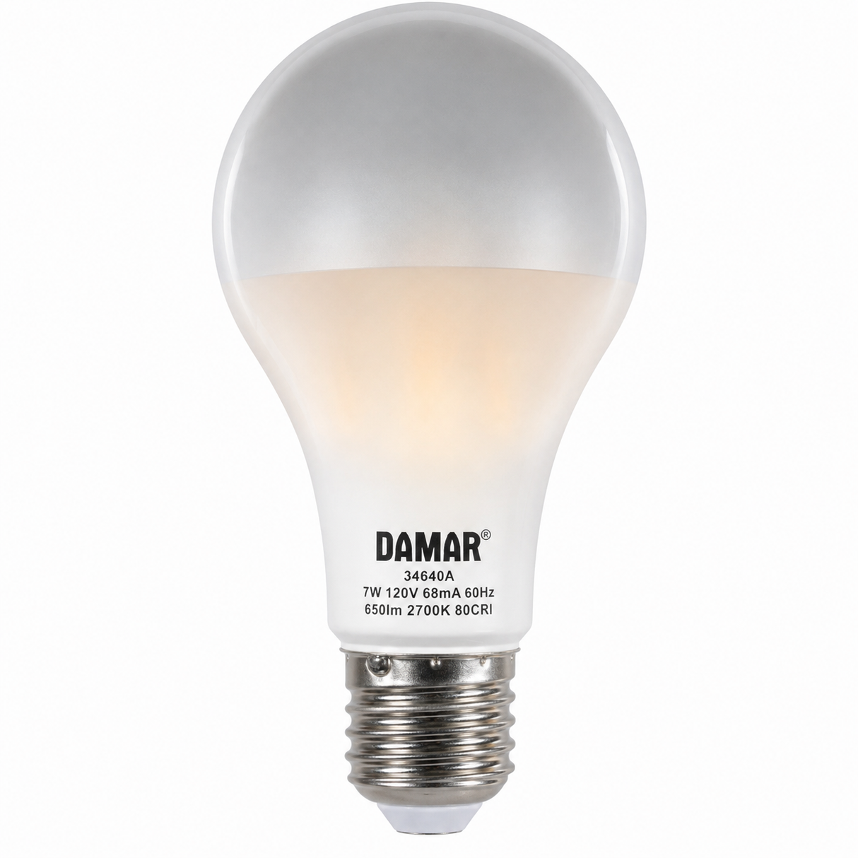 DAMAR 34640A LED7A19/FR/SB/27K/D 7W A19 LED Frost Silver Bowl Dimmable E26 Base 120V
