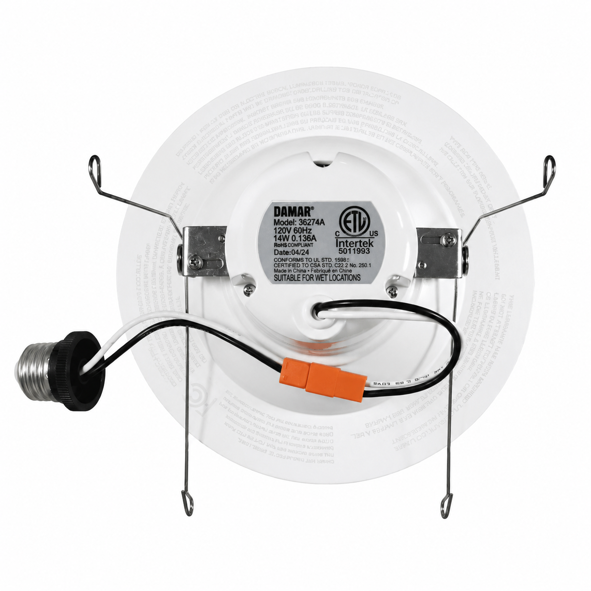 DAMAR 36274A LED14W/DOWNLIGHT/RGB+CCT/D 14W 6-Inch LED Recessed Downlight RGB+2700K-6500K Dimmable White Finish 120V