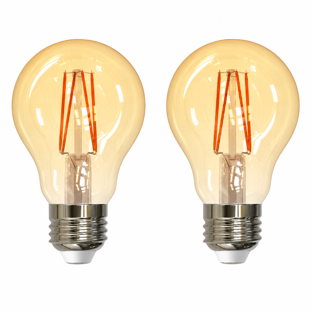 Bulbrite 861083 4.5W LED A19 Filament Nostalgic Fully Compatible Dimming 2100K Dimmable E26 Medium 410 Lumens 120V 2PK