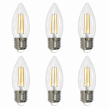 Bulbrite 862910 4.5W LED B11 Light Bulb with A Clear Finish and A Medium Screw Warm White Light 2700K Dimmable E26 Medium 350 Lumens 120V 6PK