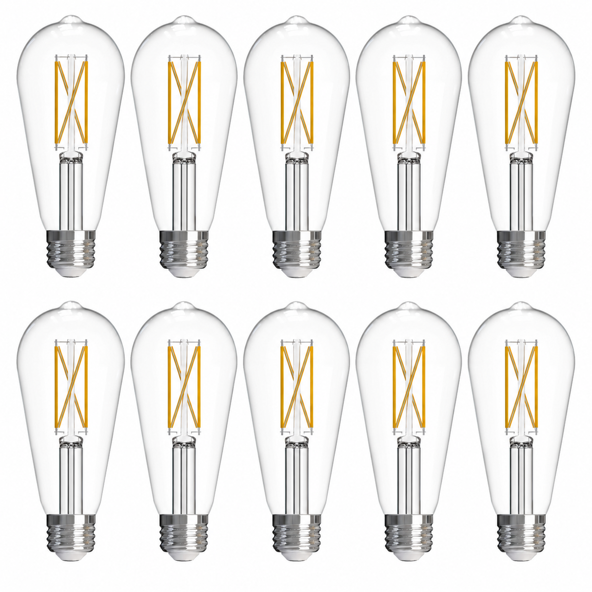 Bulbrite 862940 7W LED ST18 Light Bulb with A Clear Finish and A Medium Screw Cool White Light 4000K Dimmable E26 Medium 800 Lumens 120V 10PK
