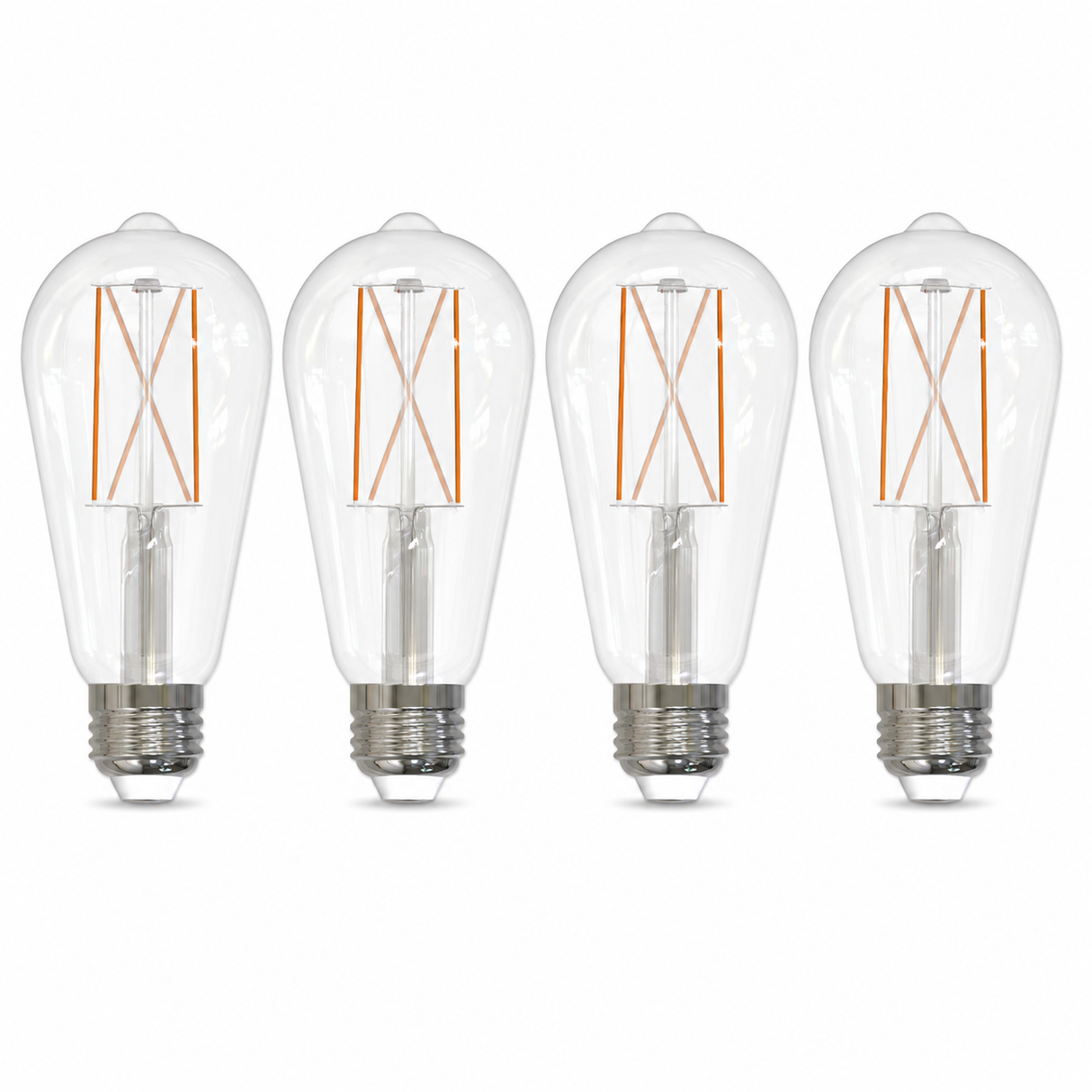 Bulbrite 862911 8.5W LED ST18 Light Bulb with A Clear Finish and A Medium Screw Soft White Light 3000K Dimmable E26 Medium 850 Lumens 120V 4PK